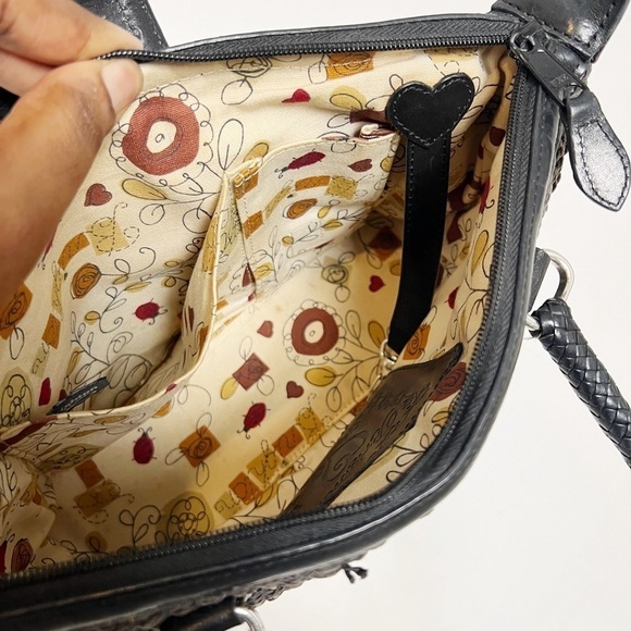 Brighton Black Woven Straw Satchel Shoulder Bag - Picture 8 of 10